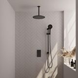 Brauer Black Edition Thermostatische Regendoucheset Inbouw - Hoofddouche 30 cm - 3 Weg - Handdouche 3 Standen - Doucheslang - Geintegreerde Glijstang - Mat Zwart