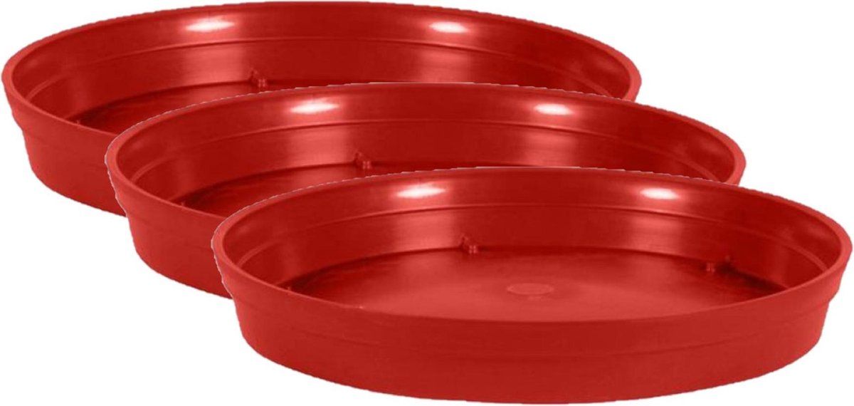 EDA Toscane bloempot onderschalen rood 28 cm - 3 stuks