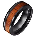 TJ Tom Jaxon Tom Jaxon Wolfraam heren ring zwart Glans Palissander Inlay-21.5mm