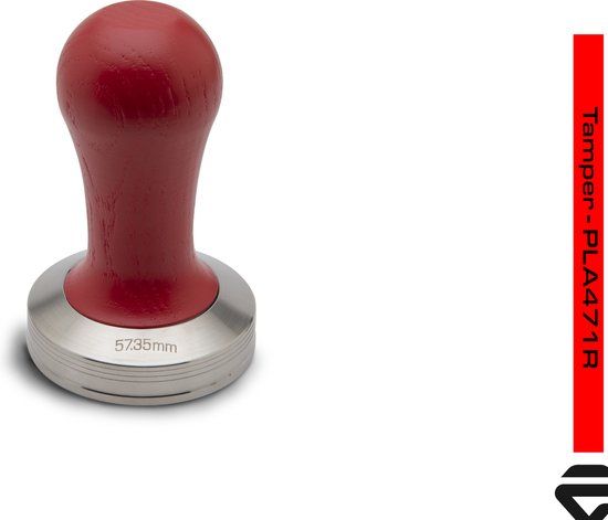 Lelit PLA471R RVS Tamper met rode houten knop 57,35 mm