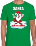 Bellatio Decorations Santa for president Kerstshirt / Kerst t-shirt groen voor heren - Kerstkleding / Christmas outfit XL