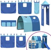 vidaXL Gordijnen voor hoogslaper met tunnel en toren blauw