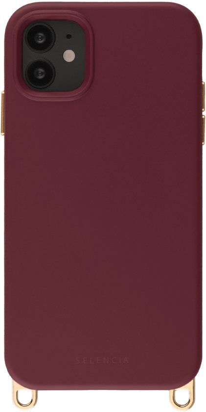 Selencia Hoesje - Geschikt voor iPhone 11 - Rivièra geschikt voor MagSafe Backcover met afneembare haakjes - Bold Burgundy