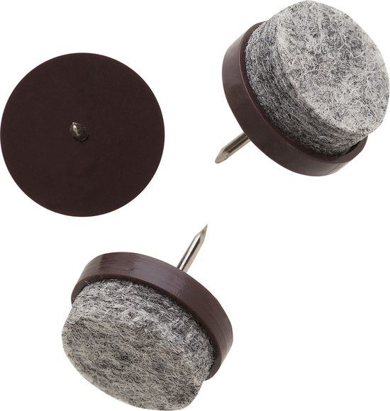DELTAFIX Meubelviltglijders Ø 20 mm Bruin Kunststof met Grijs Vilt 16 Stuks