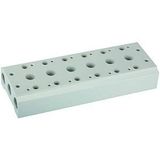 Meervoudige RIEGLER Meervoudige grondplaat voor 5/2-5/3-weg-ventielen pneumatisch/elektropneumatisch, 6 ventielposities, ventielaansluiting G 1/8, G 1/4