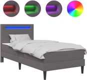vidaXL Bedframe met LED-stripverlichting Grijs 90 x 200 cm Kunstleer