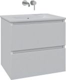 Saniclass Chaci Badkamermeubelset - 60x45x55cm - keramische wastafel glans wit - 1 wasbak - zonder kraangat - 2 lades - mat wit