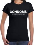 Bellatio Decorations Condoms connecting people T-shirt Zwart Dames XXL