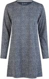 Louise Dames Nachthemd Lange Mouw Katoen Donkerblauw/Wit Gestipt - Maat XL
