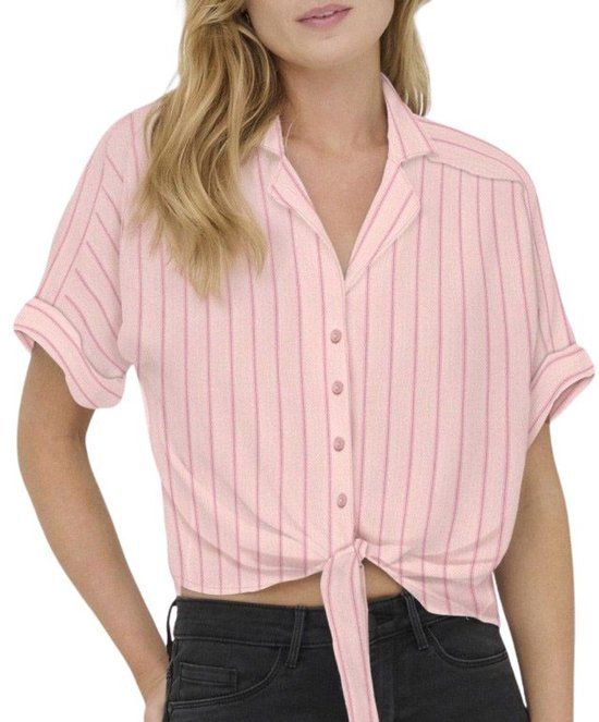 Only Paula Tie Blouse Dames - Maat M - Roze