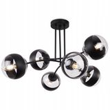 HOME LIGHT Zwarte Loft Hanglamp met Glazen Bollen, 6x E14