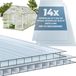 tectake® Set van 14 Polycarbonaat Platen - Transparant - 121 x 60,5 cm - 6 mm dik
