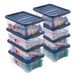 SUNDIS Wave Box, opbergbox met clip-on deksel, 10L, stapelbaar, set van 8 | Kunststof transparant, ideaal voor kleine huishoudelijke en kantoorartikelen