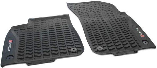 Audi 4M8061221B041 Rubberen vloermatten voor, 2 x rubberen matten voor alle weersomstandigheden, zwart, met RSQ8-opschrift