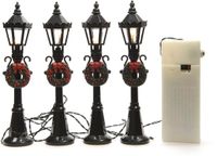 Decoris Kaemingk 4 stuks kerstdorp straatlantaarn met verlichting