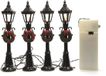 Decoris Kaemingk 4 stuks kerstdorp straatlantaarn met verlichting