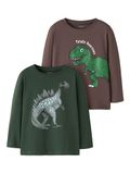 NAME IT Jongens Lange Mouwen Shirts 2 Stuks Katoen Bruin/Groen/Jade Groen/Donkergroen Maat 116