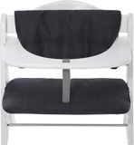 Hauck Alpha Highchair Pad Deluxe Réducteur de siège pour chaise haute en bois - Facile à fixer et à nettoyer - Gris noir - Confortable et élégant - 2 pièces