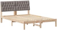 vidaXL Bedframe met Gevoerde Hoofdbord Bruin 135 x 190 cm