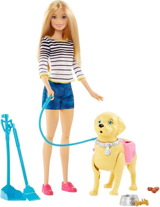 Barbie Wandelen en Trainen Puppy DWJ68