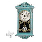 Clockswise Vintage Wandklok van Kunststof in Houtlook met Decoratieve Slinger op Batterijen