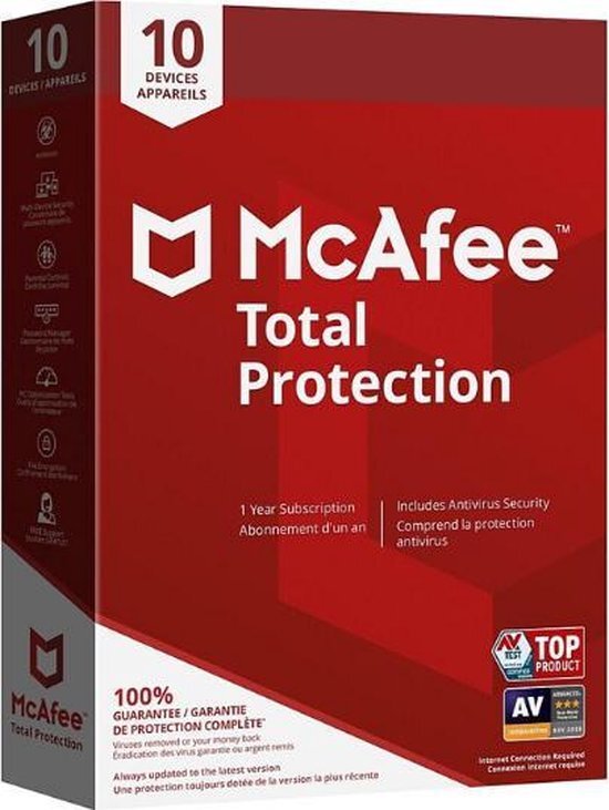 McAfee Total Protection 2020 | 10Apparaten - 1jaar | Windows - Mac - Android - iOS