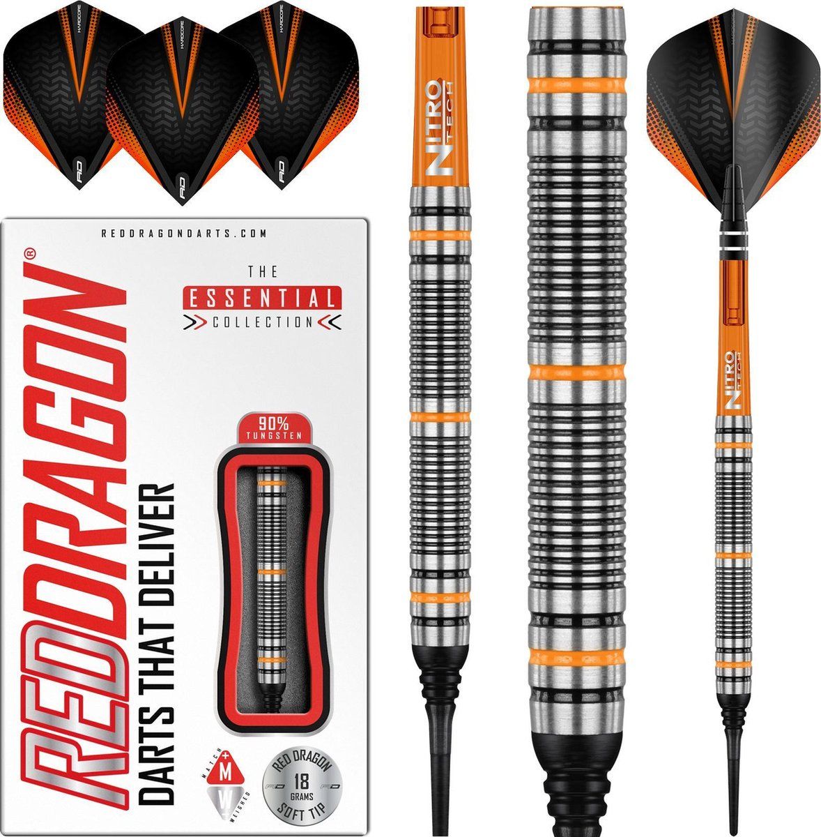 Red Dragon Amberjack 2: Softip Tungsten Steel Dartpijlen Professioneel - 16 gram vat, 18 gram totaal gewicht