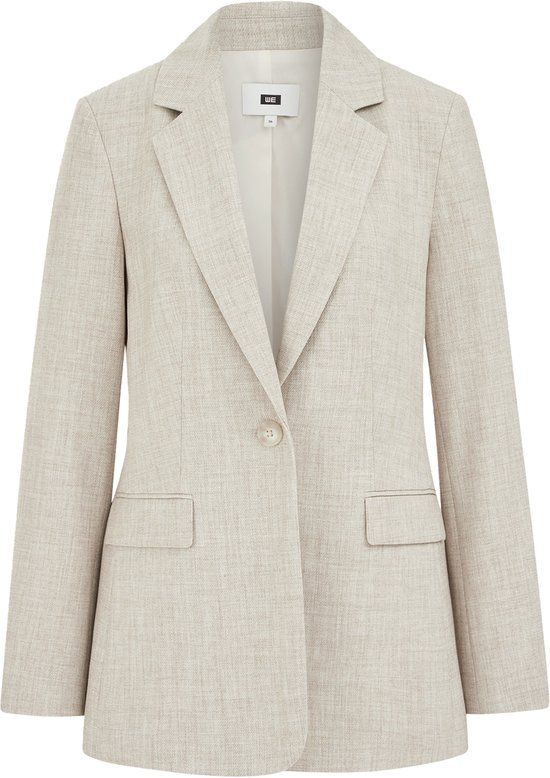 WE Fashion Dames slim fit blazer met structuur - Beige - Maat 38