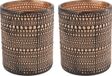 Countryfield Luxe theelichthouder - 2 stuks - Aurora - glas - zwart/brons - D7 x H8 cm