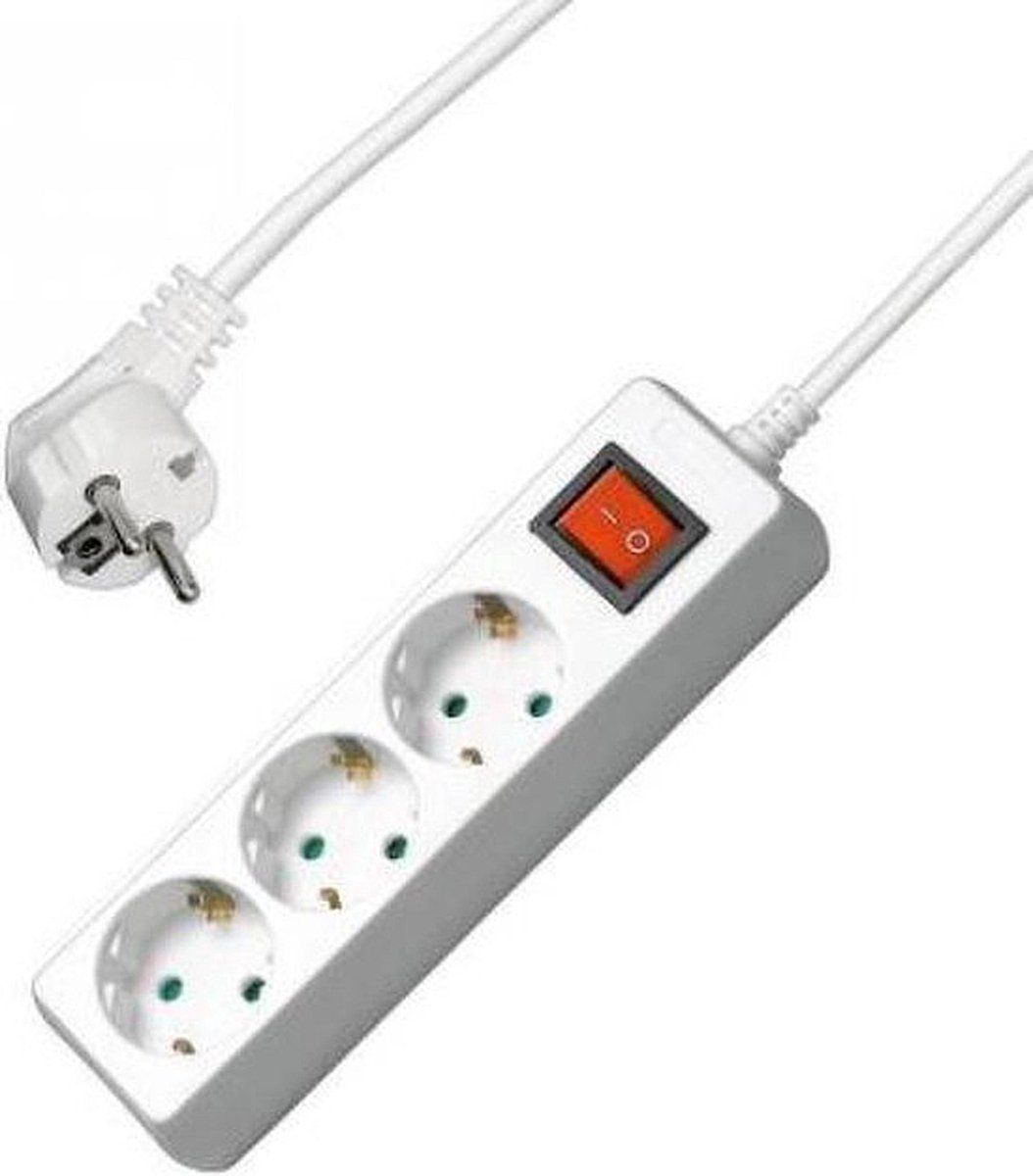 Allteq Stekkerdoos met schakelaar - 3-voudig - 10 meter - Wit