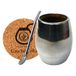 Mate-Tee Accessories Set | Handgemaakte mate-thee beker Palo Santo volledig metaal bekleed mate thee mok | Delstaal-rietje Bombilla voor Mate Tee 15,5cm | kurkpad | Set voor yerba mate-tee