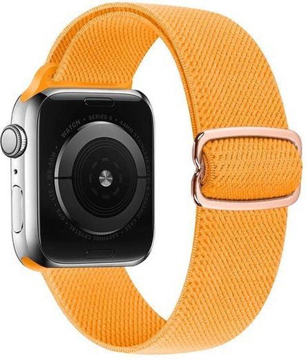 By Qubix Qubix Compatible Apple watch bandje - Solo Loop Nylon bandje - Oker - Geschikt voor Apple Watch 42 / 44 / 45 / Ultra / 49mm Smartwatchbandje nylon