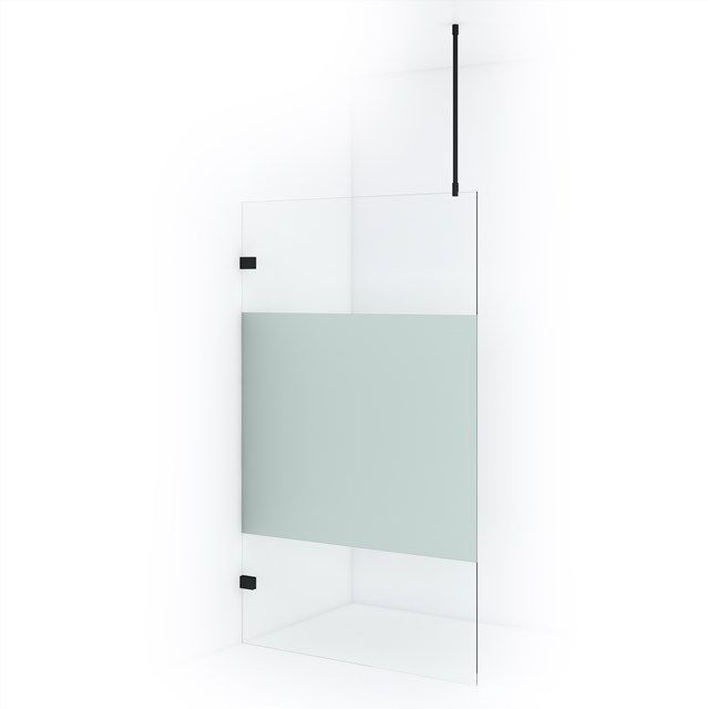 Maxaro Inloopdouche Diamond 110cm 8mm Helder Veiligheidsglas met Matte Strook Mat Zwart
