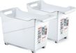 Plasticforte Opberg Trolley Container - 2x - Wit - Kunststof - L38 x B18 x H26 cm