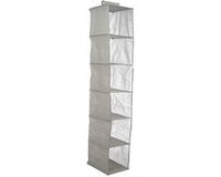 Kipit Kledingkast organizer - 6 vaks - grijs - 25 x 25 x 138 cm