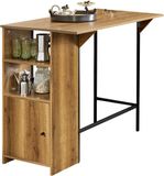 SoBuy FWT98-PF Bartafel - Bruin Houten Keukentafel met Opbergrek