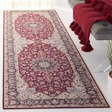 Safavieh Traditioneel tapijt voor machinewasbaar en antislip - Ideaal voor drukke gebieden - Tucson Collection, korte pool, beige en grijs, 120 x 120 cm