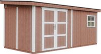 Timbela M940-REDWOOD RED - LP SmartSide Tuinhuis op houtbasis - 11,47 m² - 530x248xH231 cm - met vloer en verf