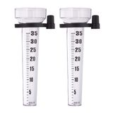 Relaxdays Regenmeter Set van 2 met Houder - 35 mm/m² - Kunststof - Transparant/Grijs