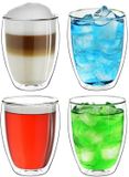 Creano Dubbelwandige Glazen "Slank Model" 400ml – Set van 4 Grote Thermoglazen voor Latte Macchiato, Thee & IJsthee – Borosilicaatglas