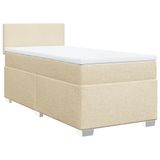 vidaXL Boxspringbed met matras, crème kleur, 160x200 cm, stoffen bekleding