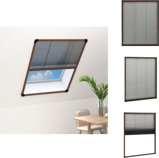 vidaXL Plissé hor 60x80 cm - Dakraam - Aluminium frame - Bruin