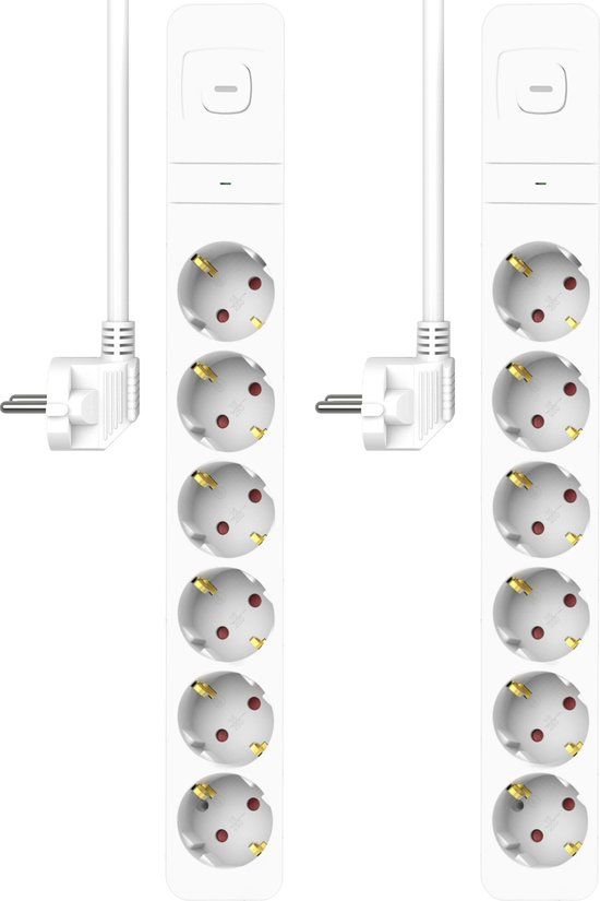 ELRO ES706 - 2x Stekkerdoos 6-voudig met overspanningsbeveiliging - Wit
