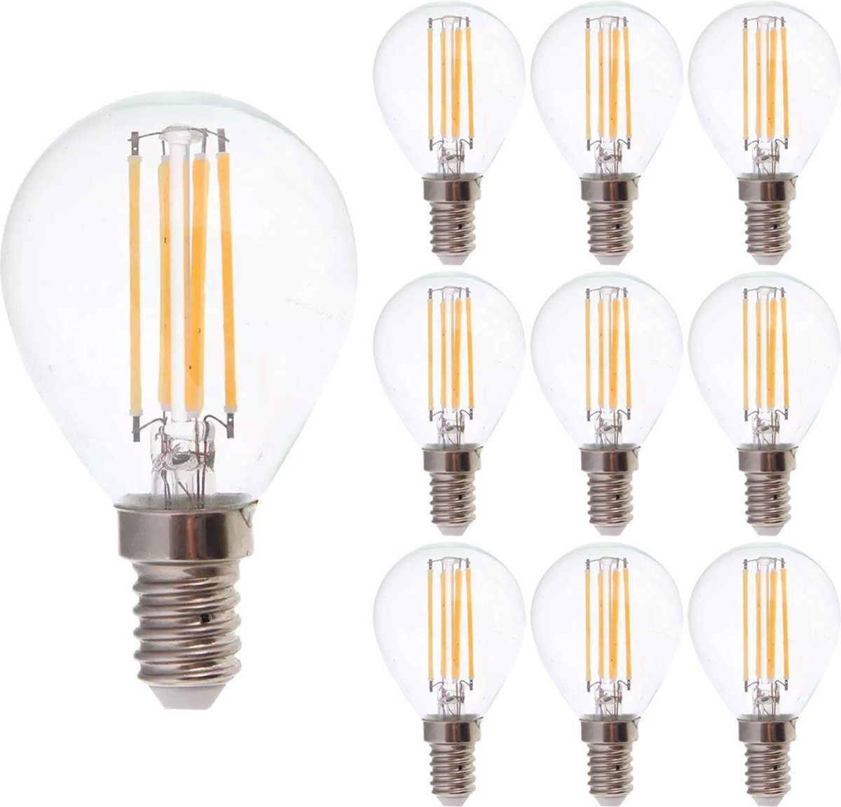 V-tac 10x LED Filament lamp E14 fitting 6 Watt 800lm P45 extra warm wit 2700K