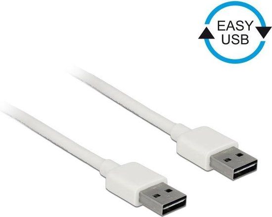 Delock USB 2.0 A Male naar USB 2.0 A Male Kabel - 3m - Wit