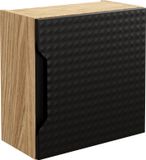 AC-Déco Zwart eikenfineer hangende badkamerkast, 35x35 cm, mat, 3D-design, 1 deur, modern