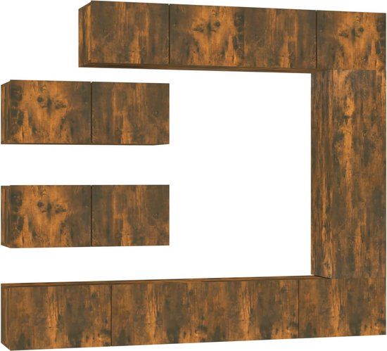 vidaXL 7-delige TV-meubelset Bewerkt Hout Gerookt Eikenkleurig