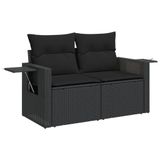vidaXL 6-delige Loungeset met kussens, polyrattan, zwart