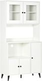HOMCOM Keukenkast, 3 kasten, magnetron, 90 x 40 x 180 cm, wit
