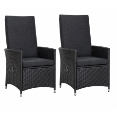 Warentuin Collection Outlet ZB: Bonnievale verstelbare tuinstoelen set van 2 zwart wicker